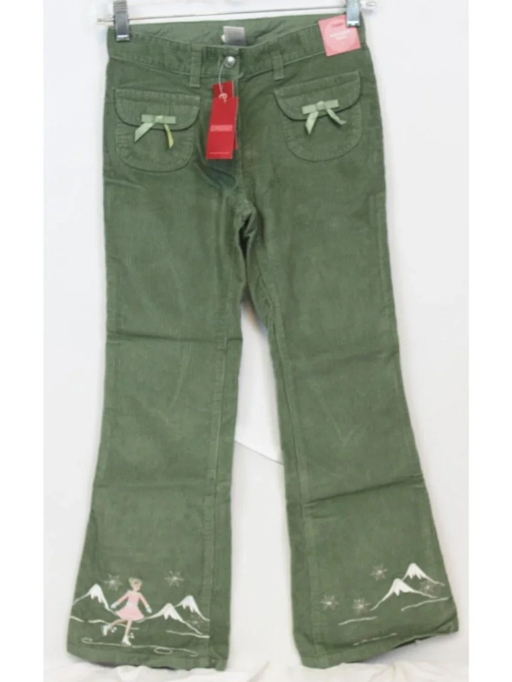 2009 Gymboree Snow Princess Jeans sz 9 Corduroy Embroidered Mountain Peak Snowfl